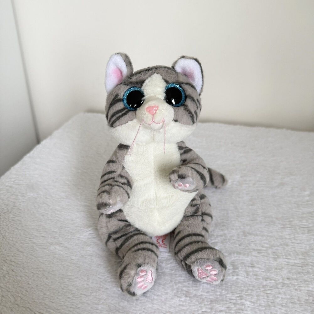 Ty Beanie Baby Bellies MITZI Grey Tabby Cat (6 inch) Stuffed Animal Plush